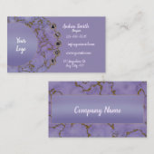 大理石ガーリー金ゴールドグリッターモダンミニマリストパープル 名刺 (正面/裏面)