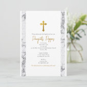 大理石ギリシャ鍵オーソドックス《キリスト教》洗礼式や命名式バプテスマ 招待状 (スタンド正面)