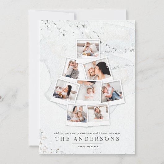 大理石クリスマスツリー数々のの写真の休日 シーズンカード (正面)