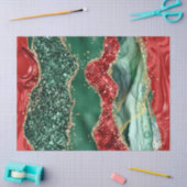 大理石クリスマスレッド、グリーンと金ゴールドグリッターゲート 薄葉紙 (クラフト)