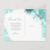 大理石グリッターありがとうティール（緑がかった色）シルバーID644 案内ポストカード (裏面)