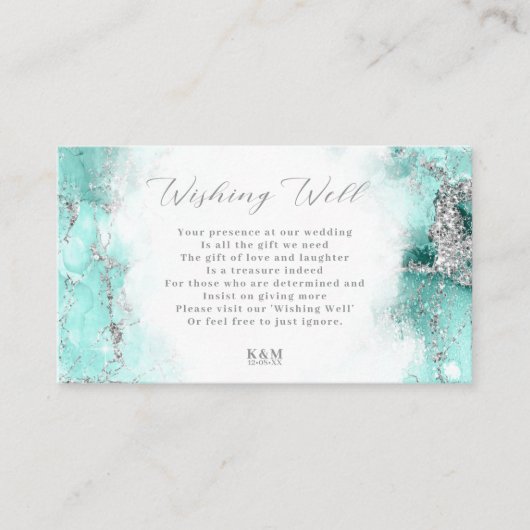 大理石グリッターウィッシングウェルV2ティール（緑がかった色）ID644 エンクロージャーカード (正面)