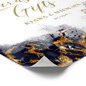 大理石グリッターカード&ギフトネイビーブルー金ゴールドID644 ポスター (角)