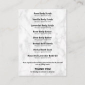 大理石グリッターバス及び体香り成分リスト 名刺 (裏面)