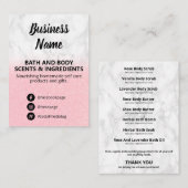 大理石グリッターバス及び体香り成分リスト 名刺 (正面/裏面)