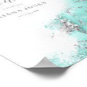 大理石グリッターブライダルシャワーティール(緑がかった色)銀ID644 ポスター (角)