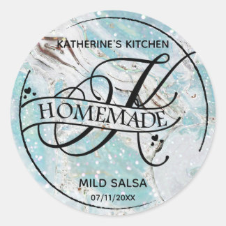 大理石グリッターモノグラムK自家製プロダクトラベル ラウンドシール