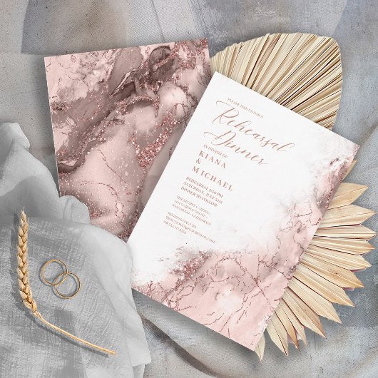 大理石グリッターリハーサルバラ金ゴールドID644 招待状