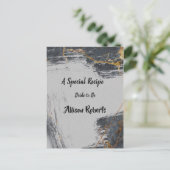 大理石グリッター幾何学的なウェディングシャワーデザイン ポストカード (スタンド正面)