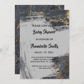 大理石グリッター幾何学的ベビーシャワー 招待状 (正面/裏面)