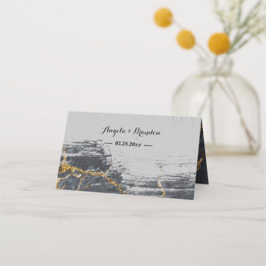 大理石グリッター幾何学的 プレイスカード (裏面)