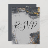 大理石グリッター幾何学的RSVP インビテーションポストカード (正面/裏面)