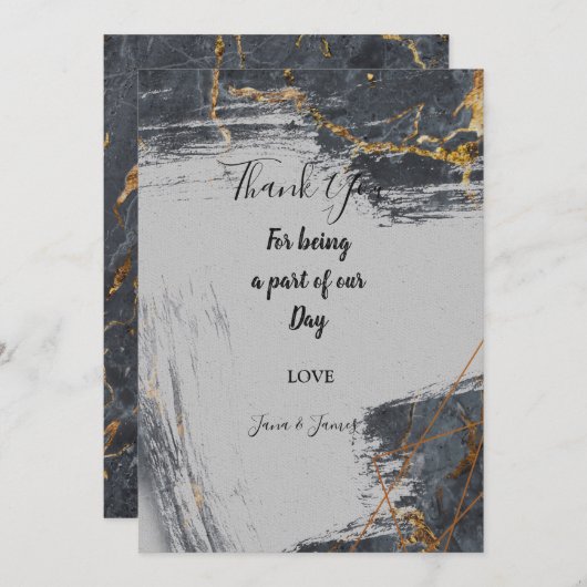 大理石グリッター幾何感謝していあなた 招待状 (正面/裏面)