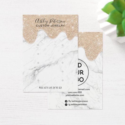 大理石グリッター数々のドリップスタッドイヤリング表示 (デスク)