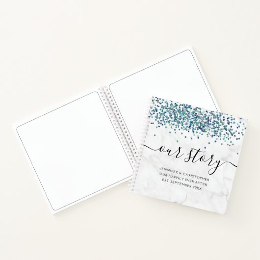 大理石グリッター私たちの物語の思い出カップル ノートブック (内部)