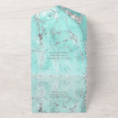 大理石グリッター結婚のティール(緑がかった色)/シルバーID644 オールインワン招待状 (外側)