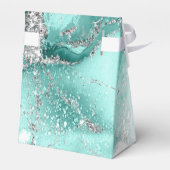 大理石グリッター結婚のティール(緑がかった色)シルバーID644 フェイバーボックス (裏面サイド)