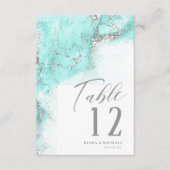 大理石グリッター結婚のティール(緑がかった色)シルバーID644 招待状 (正面)