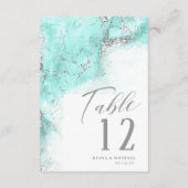 大理石グリッター結婚のティール(緑がかった色)シルバーID644 招待状 (裏面)