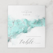 大理石グリッター結婚のテーブルティール（緑がかった色）シルバーID644 プレイスカード (外部開封)