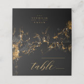 大理石グリッター結婚のテーブルブラック金ゴールドID644 プレイスカード (外部開封)