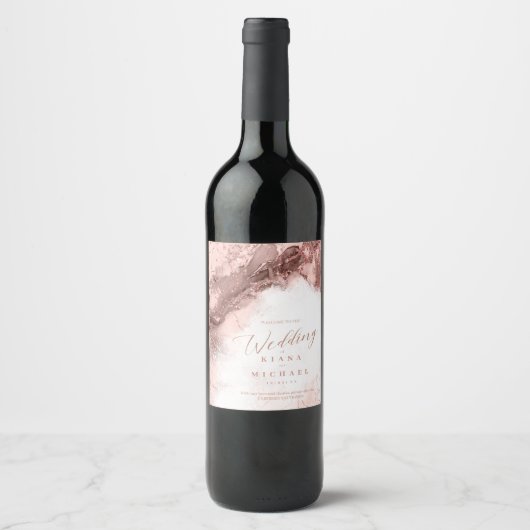 大理石グリッター結婚のバラ金ゴールドID644 ワインラベル (正面)