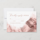 大理石グリッター結婚のバラ金ゴールドID644 出欠カード (正面)