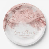 大理石グリッター結婚のバラ金ゴールドV1 ID644 ペーパープレート (正面)