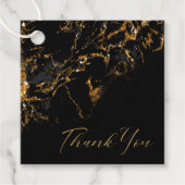 大理石グリッター結婚のブラック金ゴールドID644 フェイバータグ (正面)