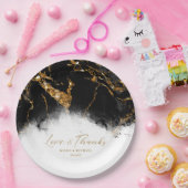 大理石グリッター結婚のブラック金ゴールドID644 ペーパープレート (パーティー)