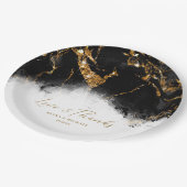 大理石グリッター結婚のブラック金ゴールドID644 ペーパープレート (アングル)