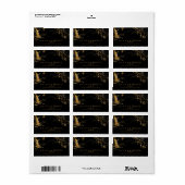 大理石グリッター結婚のブラック金ゴールドID644 ラベル (フルシート)