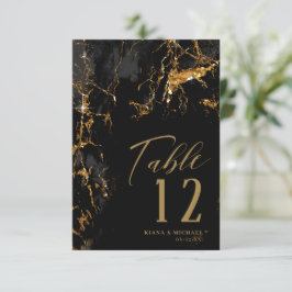 大理石グリッター結婚のブラック金ゴールドID644 招待状