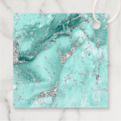 大理石グリッター結婚の感謝していティール(緑がかった色)シルバーID644 フェイバータグ (裏面)