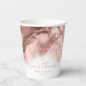 大理石グリッター結婚の感謝していバラ金ゴールドID644 紙コップ (正面)
