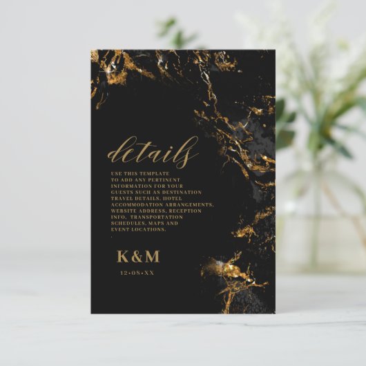 大理石グリッター結婚の詳細ブラック金ゴールドID644 エンクロージャーカード (スタンド正面)