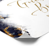 大理石グリッター結婚ズゲストネイビーブルー金ゴールドID644 ポスター (角)