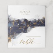 大理石グリッター結婚ズテーブルネイビーブルー金ゴールドID644 プレイスカード (外部開封)