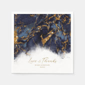 大理石グリッター結婚ズネイビーブルー金ゴールドID644 スタンダードカクテルナプキン (正面)