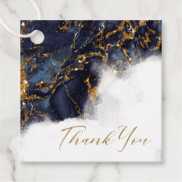 大理石グリッター結婚ズネイビーブルー金ゴールドID644 フェイバータグ