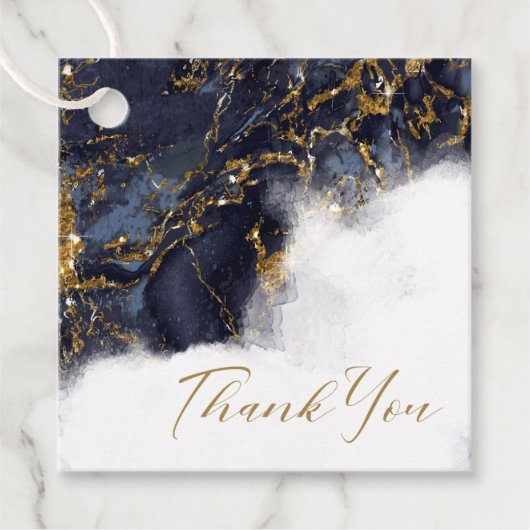 大理石グリッター結婚ズネイビーブルー金ゴールドID644 フェイバータグ (正面)