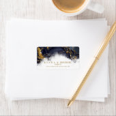 大理石グリッター結婚ズネイビーブルー金ゴールドID644 ラベル (インサイチュ)