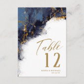 大理石グリッター結婚ズネイビーブルー金ゴールドID644 招待状 (裏面)