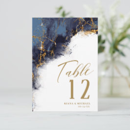 大理石グリッター結婚ズネイビーブルー金ゴールドID644 招待状