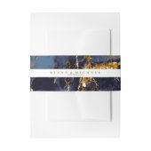 大理石グリッター結婚ズネイビーブルー金ゴールドV2 ID644 招待状ベリーバンド (正面例)