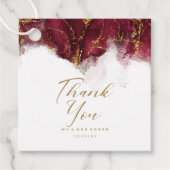 大理石グリッター結婚ズ感謝していバルガンディ金ゴールドID644 フェイバータグ (正面)