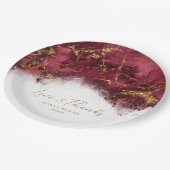 大理石グリッター結婚ズBurgundy金ゴールドID644 ペーパープレート (アングル)