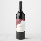 大理石グリッター結婚ズBurgundy金ゴールドID644 ワインラベル (正面)