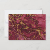 大理石グリッター結婚ズBurgundy金ゴールドID644 出欠カード (裏面)