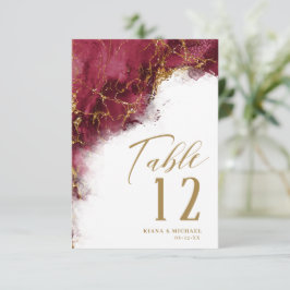 大理石グリッター結婚ズBurgundy金ゴールドID644 招待状